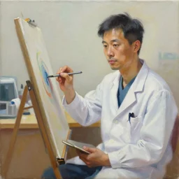 a photo of a doctor!!!! painting a painting of himself!!!! the doctor painting the painting of himself!!!! the doctor, 8 k 8 5 mm f 5. 6