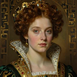 face centered portrait, artwork by james jean, hyperdetailed realistic, beautiful medieval queen, jean delville, symbolist, art nouveau, gustav klimt