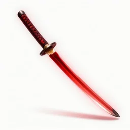 red glowing katana floating in the air, artstation, white background