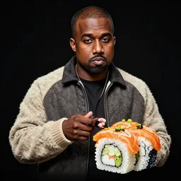rapper kanye west made of sushi, digital art, high quality