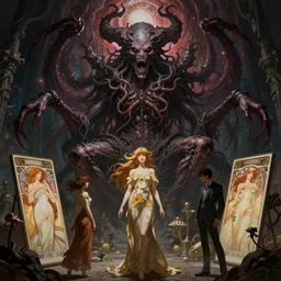 the unknowable cosmic horror elder god of insanity and depravity, epic scene, highly detailed, high quality, 8 k, 4 k, octane render, digital painting, alena aenami, lilia alvarado, shinji aramaki, karol bak, alphonse mucha, tom bagshaw