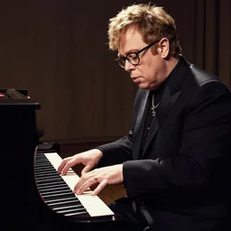 elton john playing piano by Greg Craola Simkins , masterpiece