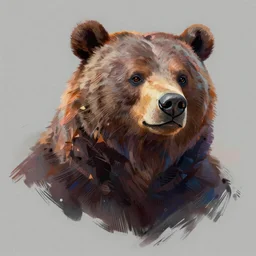 a head and shoulder portrait of bear beast-man painted in the colorful and expressive style of Kotwdq, trending on Artstation 8k photorealistic