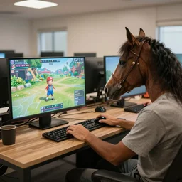 horse playing video games