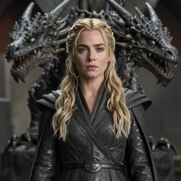 Sarah Michelle Gellar in Game of Thrones, Fantasy, Dragon in the background, wide shot, dramatic lighting, octane render, hyperrealistic, high quality, highly detailed, artstation, HD, beautiful, cinematic, 8k, unreal engine, facial accuracy, symmetrical