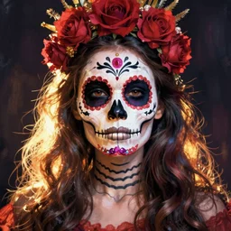 Illustration of a sugar skull day of the dead girl, art by filip hodas
