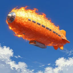 a beautiful artwork of a fiery airship by Goro Fujita featured on artstation