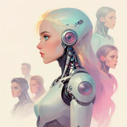 epic side profile female cyborg portrait by hsiao ron cheng and christophe vacher with imogen poots as gloomhaven paladin, pastel colors 5 4 k rtx volumetric light concept studio matte painting digital illustration fanart artstation by rob rey, artgerm, lawren harris, thomas blackshear, magali villeneuve, jeremy lipkin, eve ventrue