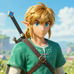 a character portrait of link from breath of the wild