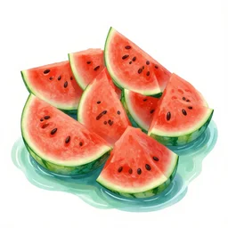 a sea of watermelons ， van gogh style