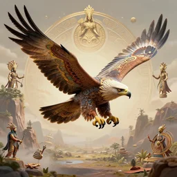 the flight of the magic eagle, highly detailed and intricate with the environment, 3 d, art, shamanic art
