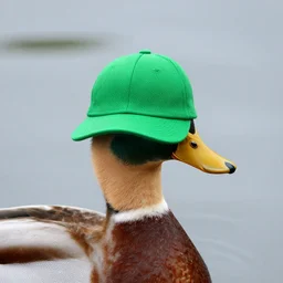 duck with bright green cap
