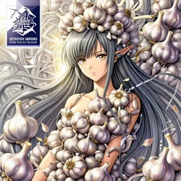 the portrait of an absurdly beautiful, graceful, elegant, and sophisticated anime girl made of garlic bulbs, an ultrafine detailed illustration by james jean, intricate linework, bright colors, final fantasy, behance contest winner, vanitas, angular, altermodern, unreal engine 5 highly rendered, global illumination, radiant light, detailed and intricate environment