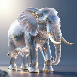 huge glass elephant, ray tracing, rtx, sunlight, many details, octane render, high quality, 8 k