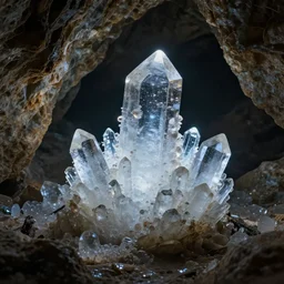 cinematic shot a cave filled with crystals, hyper realistic, mood lighting, detailed, highly detailed, super realistic, perfect lighting