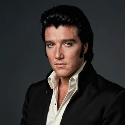 elvis presley portrait in the style of the dutch masters and gregory crewdson, dark and moody