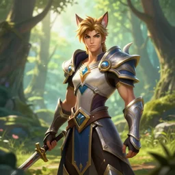 fantasy art anthro ahri league of legends forest medieval armour bright landscape depth of field hyperrealism 4 k trending artstation award winning photo still