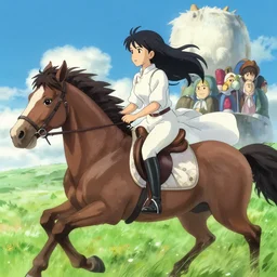 girl ridding a horse, illustration concept art anime key visual trending pixiv fanbox by wlop and greg rutkowski and makoto shinkai and studio ghibli