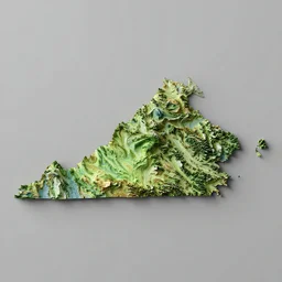 3d topographical map of Virginia
