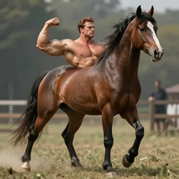 strong horse with big muscles. centaur. bodybuilder, strong, 2 0 0 0 s
