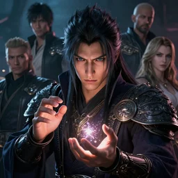 a fancy close up portrait of a beautiful dark mage using magic by Greg Rutkowski, Sung Choi, Mitchell Mohrhauser, Maciej Kuciara, Johnson Ting, Maxim Verehin, Peter Konig, final fantasy , mythical, 8k photorealistic, cinematic lighting, HD, high details, atmospheric,