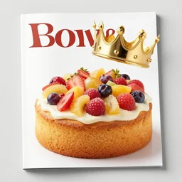the nuttiest fruitcake 🥮 fresh from the oven, a separate gold crown 👑 above it, glossy magazine ad