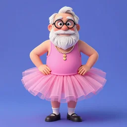 an old grandpa wearing a pink tutu by john harris, vibrant colors, trending on artstation
