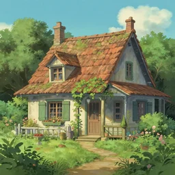 key anime visual of a a typical house in a creole garden from reunion island modern anime style by studio ghibli, trending on artstation