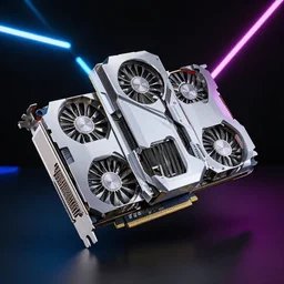 product photo of triple wide extra long gtx rtx 4 0 9 0 nvidia gpu graphics card dramatic black background neon lighting