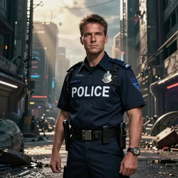 judge dredd, megacity one police officer, crosshatch gritty cyberpunk run down city