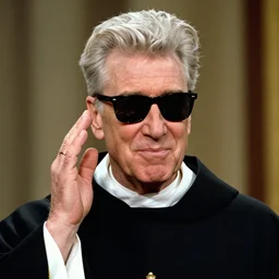 david lynch wearing black sunglasses as a catholic icon