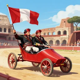 Salvini challenges Napoleon to a chariot race at the circus maximus with the waving of padanian flags
