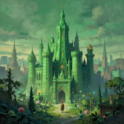 A beautiful ultra detailed matte painting a emerald city in oz by rob Gonsalves, trending on artstation
