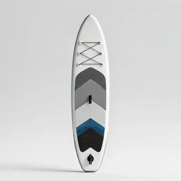 minimalist paddleboard, clean 3d render, octane render, isolated on a pure white background, centered, entire object in frame, sharp focus, soft studio lighting