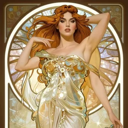 portrait of janine gutierrez, styled by alphonse mucha, glamorous majestic pose, highly detailed, glowing lights, desaturated colors, sci - fi vibe, sharp focus, smooth, trending in artstation, by wlop, craig mullins, greg rutkowski, ruan jia