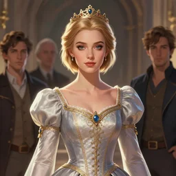 a stunning portrait of triss merigold as a princess, short hair, digital art by julie bell and artgerm and ross tran and angel ganev, medium shot portrait, highly detailed, trending on artstationhq