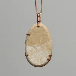 beautiful but simple amulet made from equal parts sandstone and dirtstone, bound together by copper wire