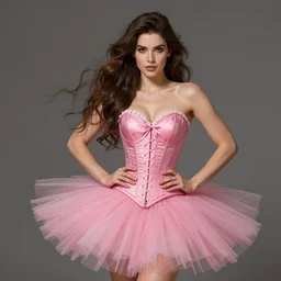 brunette fairy woman, wearing pink corset and tutu, confident pose, d & d, fantasy, highly detailed, digital painting, trending on artstation, concept art, sharp focus, illustration, art by artgerm and greg rutkowski and magali villeneuve