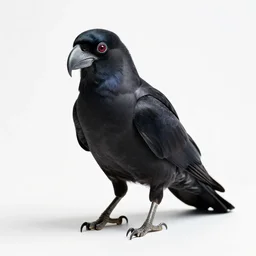 black cockatoo, studio photography, full body, isolated on a pure white background, centered, entire subject in frame, sharp focus, soft studio lighting