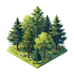 the nature is being printed in color, isometric illustration, amazing digital painting, illustration, abstract, in the style of gret rutkowski, white background, amazing detail