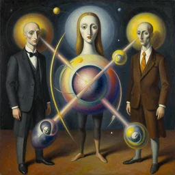 a beautifully strange painting of quantum hypersurrealism by roberto aizenberg, franz sedlacek, giorgio de chirico, and paul delvaux, hyper realistic, colorful, sharp focus,