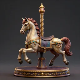 a 3d sculpt of a baroque evil circus carousel horse, world of warcraft, league of legends, dark souls
