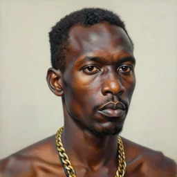 stunning realistic portrait painting of a african warrior by jean - michel basquiat