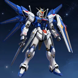 A god tier azure mech floating in space, highly detailed, extreme Gundam, wolf armor mech, illustration, trending on artstation