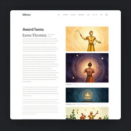 webpage design sketch, text paragraphs in left, illustration images on the right column, award winning, innovative, popular, spectacular, user experience, nice color palette, wireframe sketch style, minimalist