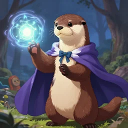 An Otter fursona mage casting magic, highly detailed fantasy anime artwork, ArtStation, pixiv, furaffinity, DeviantArt, romanticism
