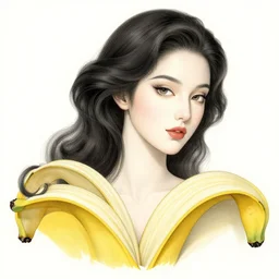 the portrait of an absurdly beautiful, graceful, elegant, and sophisticated woman made of bananas and petals, an ultrafine detailed illustration by kim jung gi, irakli nadar, intricate linework, bright colors, final fantasy, behance contest winner, angular, unreal engine 5 highly rendered, global illumination, radiant light, detailed and intricate environment