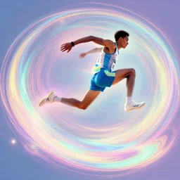 a runner athlete from gran canaria, jumping, fast movement, luminescent, colorful swirly magic ripples, pastel colors, by jim burns, by greg manchess, huang guangjian, gil elvgren, sachin teng, greg rutkowski, jesper ejsing, ilya kuvshinov
