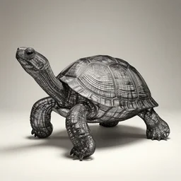 artistic wire sculpture of a turtle highly detailed museum piece