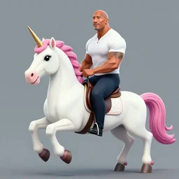 Dwayne Johnson riding a licorn